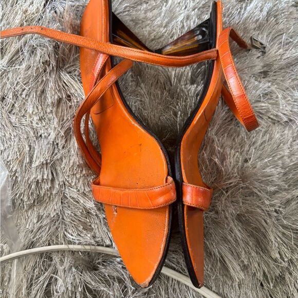 Versace 90s Vintage glass Heel open toe strappy sandals Designer crocodile y2k - Picture 2 of 10